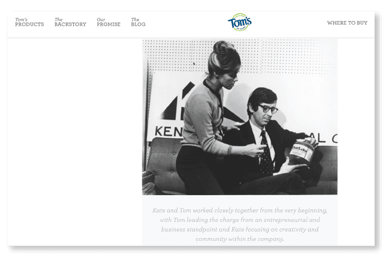 Example of an About Us page from Tom's
