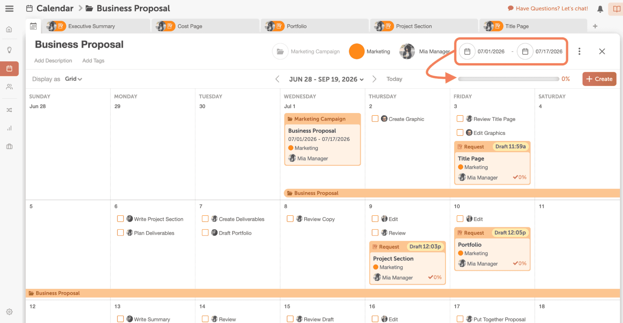 How to set up business proposal projects.