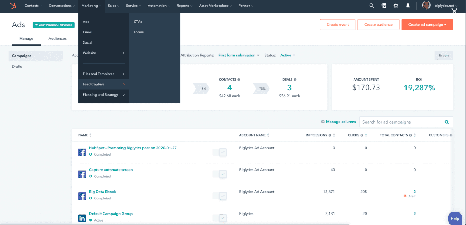 HubSpot Marketing Automation tool