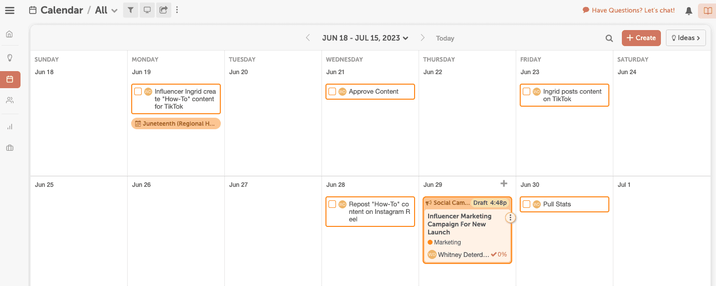 CoSchedule marketing calendar layout